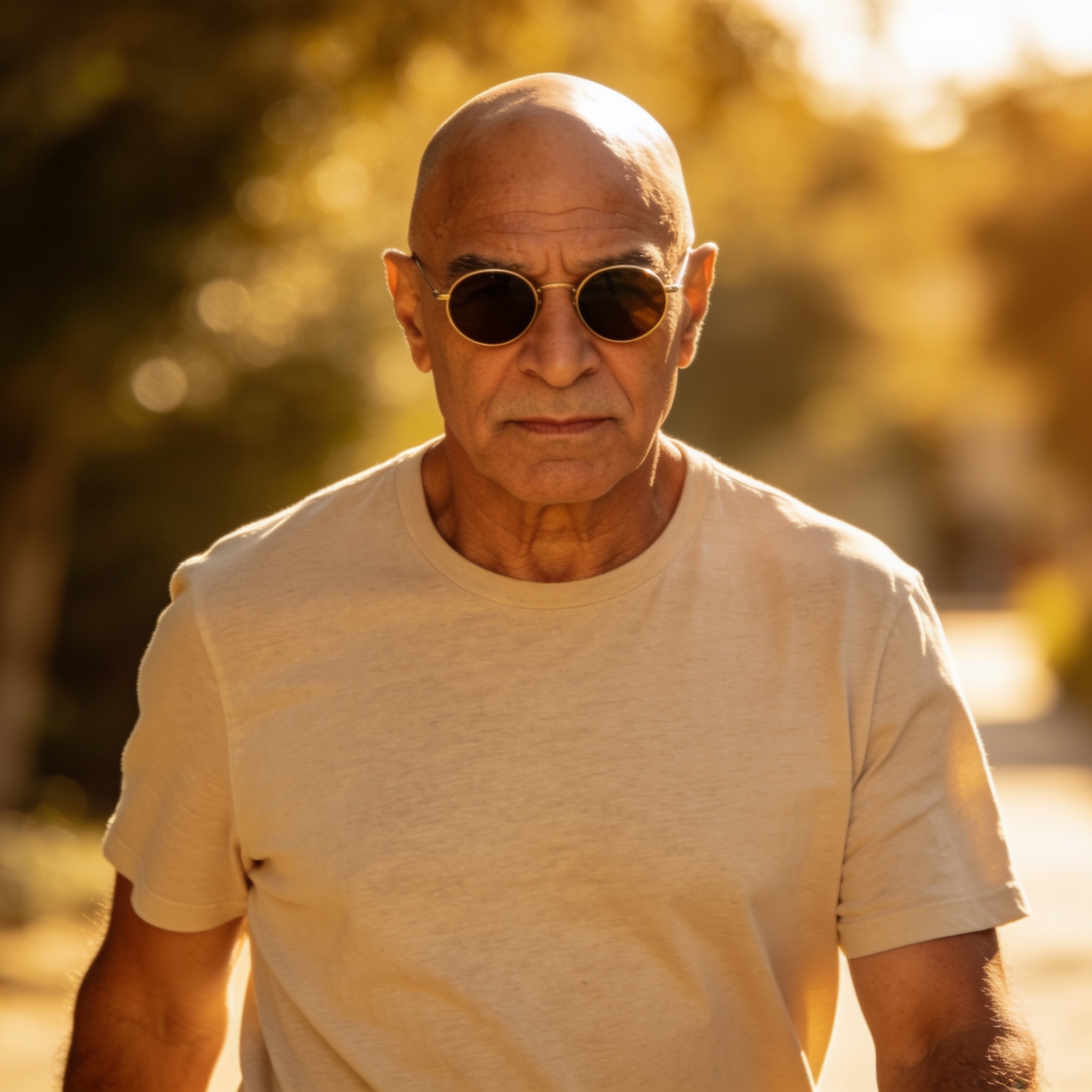 Ben Kingsley with round sunglasses