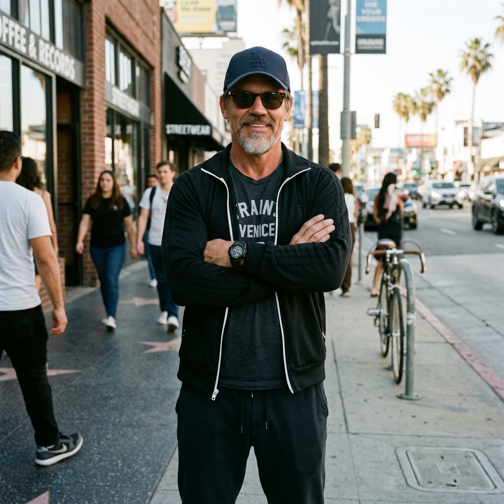 Josh Brolin , sporty streetstyle with sunglasses