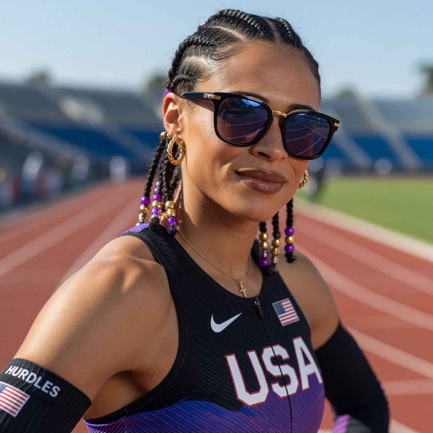 Sydney McLaughlin-Levrone with sunglasses