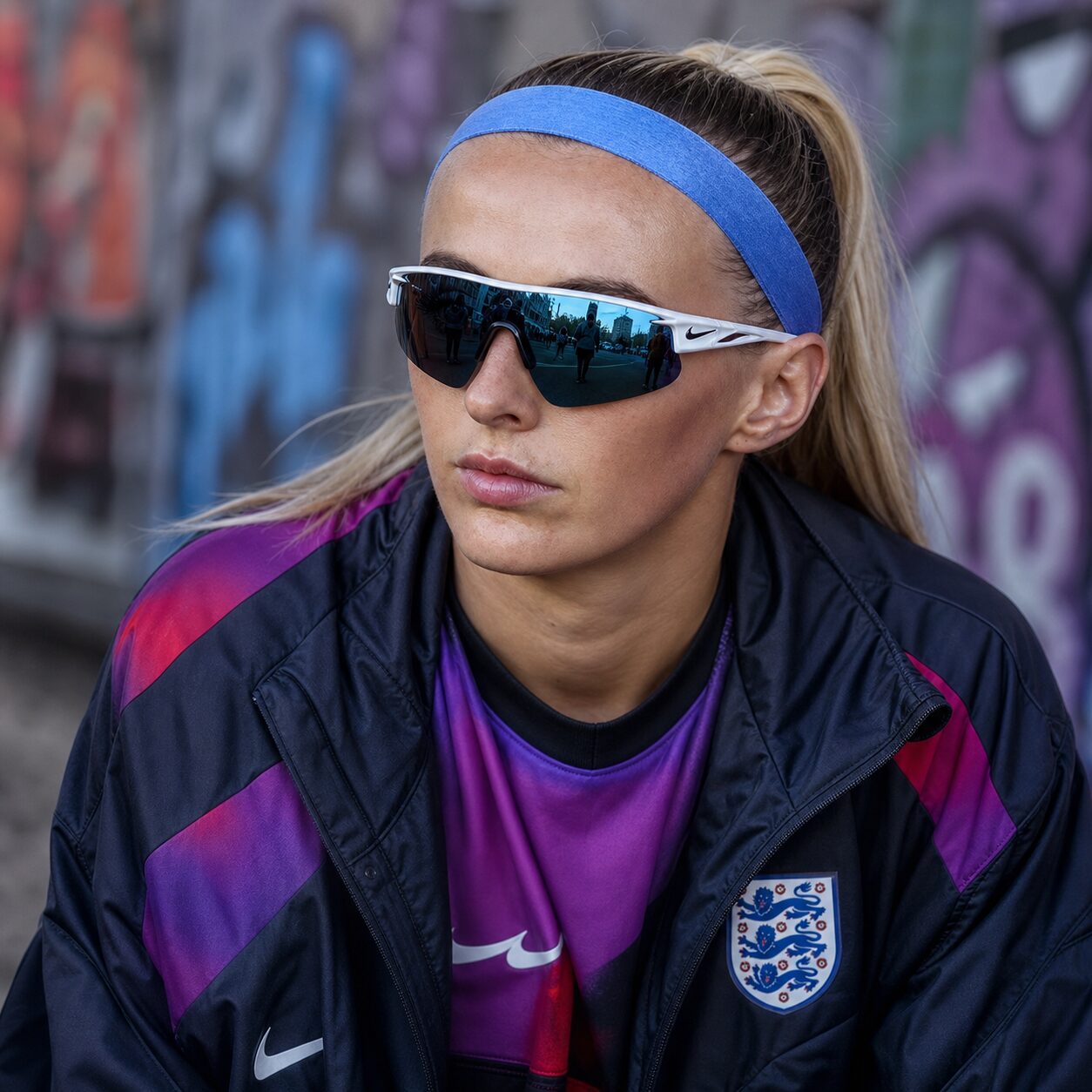 Chloe Kelly with sporty sunglasses